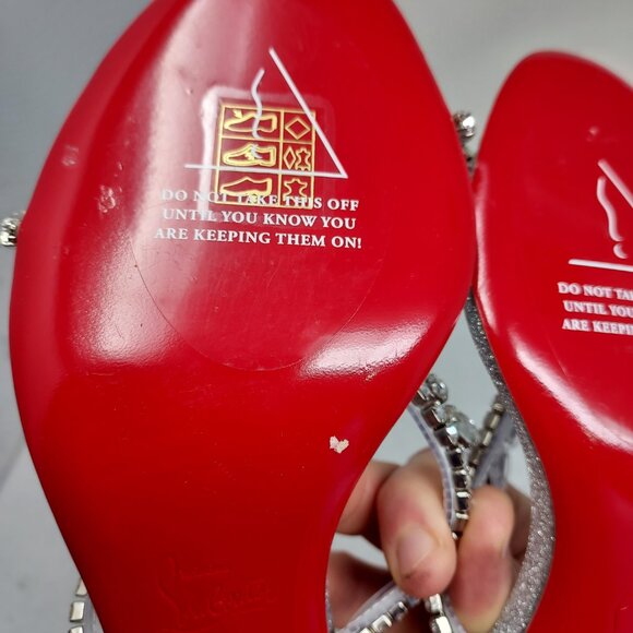 Christian Louboutin Silver Just Queen Crystal Bridal Wedding Heel Sandal - Picture 12 of 15